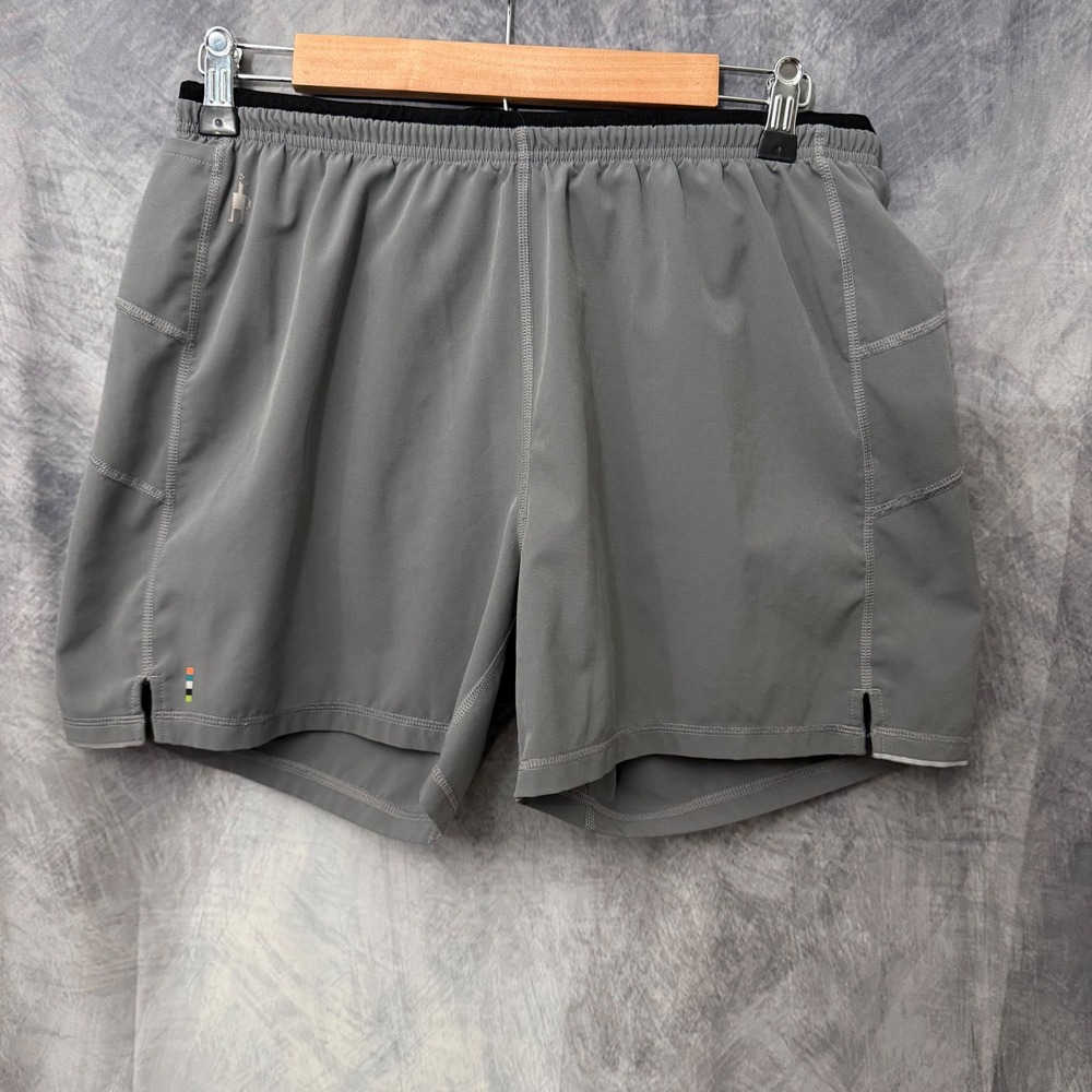 Smartwool Mens Merino Sport Lined Running Shorts Gray Size M Pocket Athletic